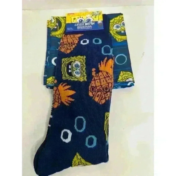 Nickelodeon SpongeBob Men's Crew Sock & Bandana Set Multicolor - Picture 1 of 3